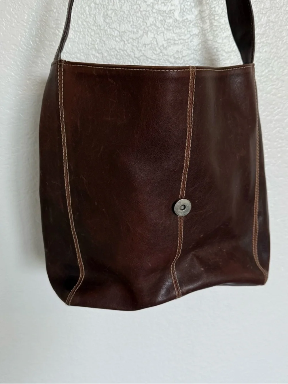 Preston & York Brown Faux Leather Hobo Shoulder Bag Buckle Y2K Purse